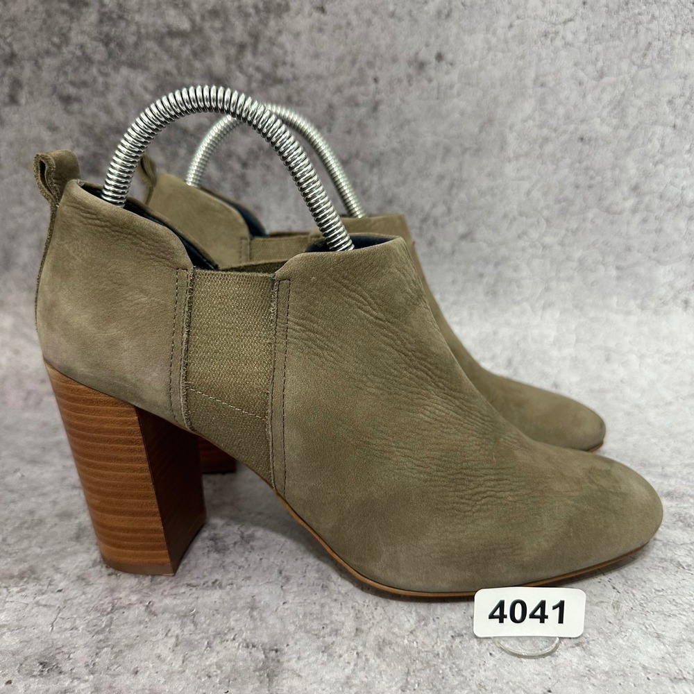 ED Ellen DeGeneres Mahoney Ankle Booties Womens 10 Taupe Suede Stacked Heel